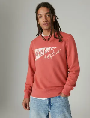 Lucky Brand Coca-Cola Cotton Fleece Crew Neck Sweatshirt Mineral Red Lucky Brand