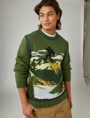 Lucky Brand Intarsia Crew Neck Sweater Winter Moss Combo Lucky Brand