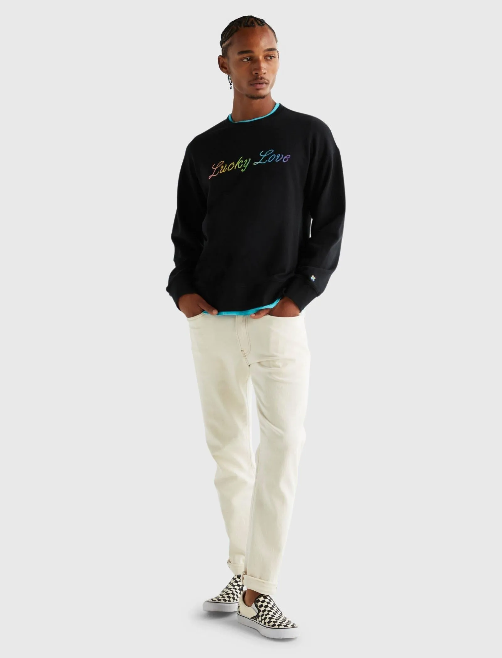 Lucky Brand Mens Pride Lucky Love Gender Neutral Crewneck