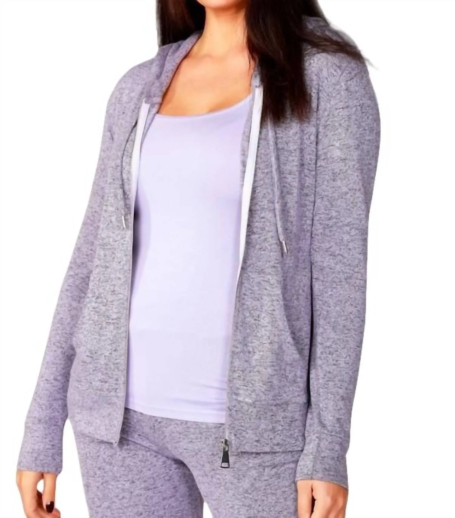 Melange Zip Hoodie In Lilac