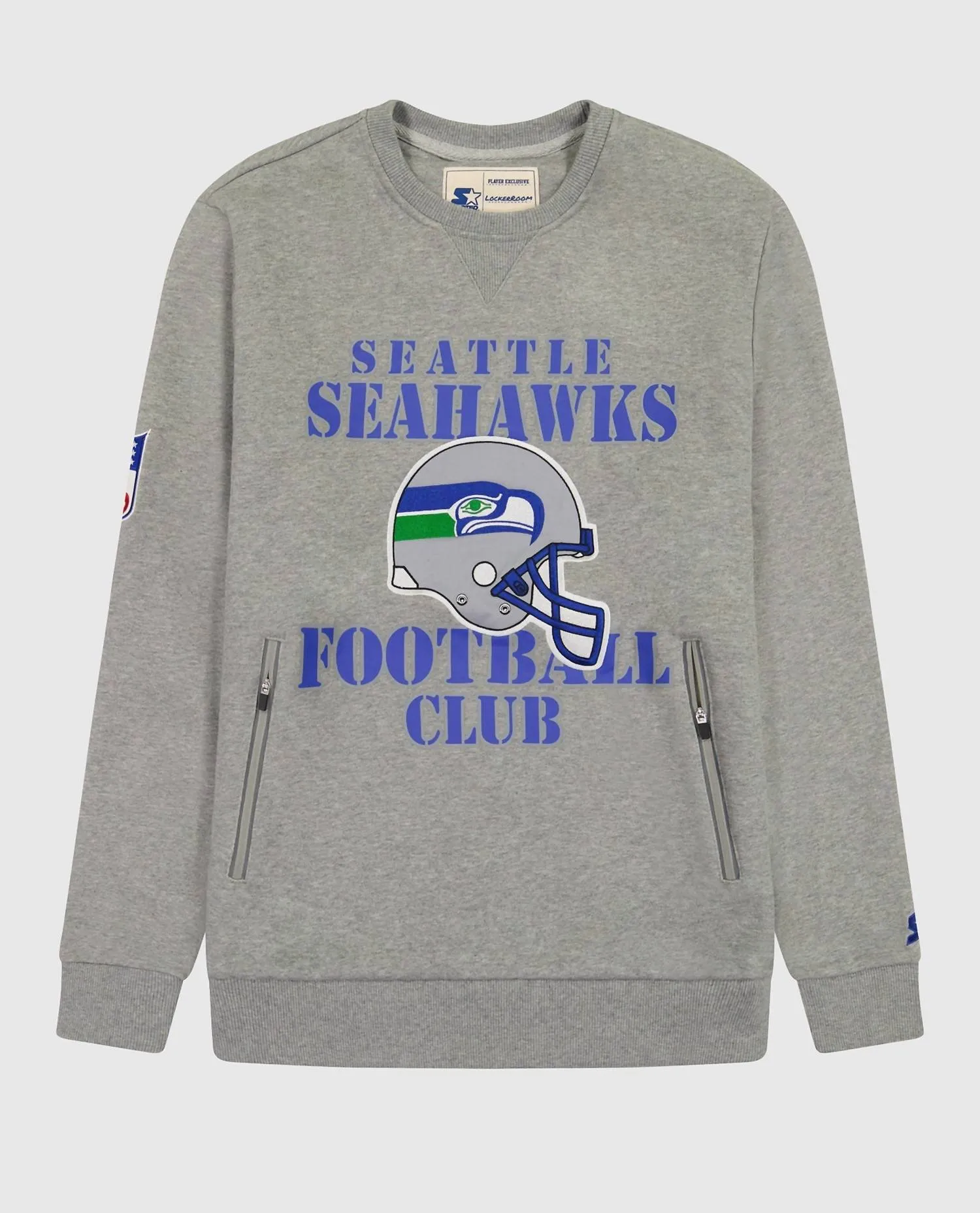 Men's Seattle Seahawks Crew Neck Sweatshirt With Zip Pockets In Heather Grey
