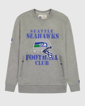 Men's Seattle Seahawks Crew Neck Sweatshirt With Zip Pockets In Heather Grey