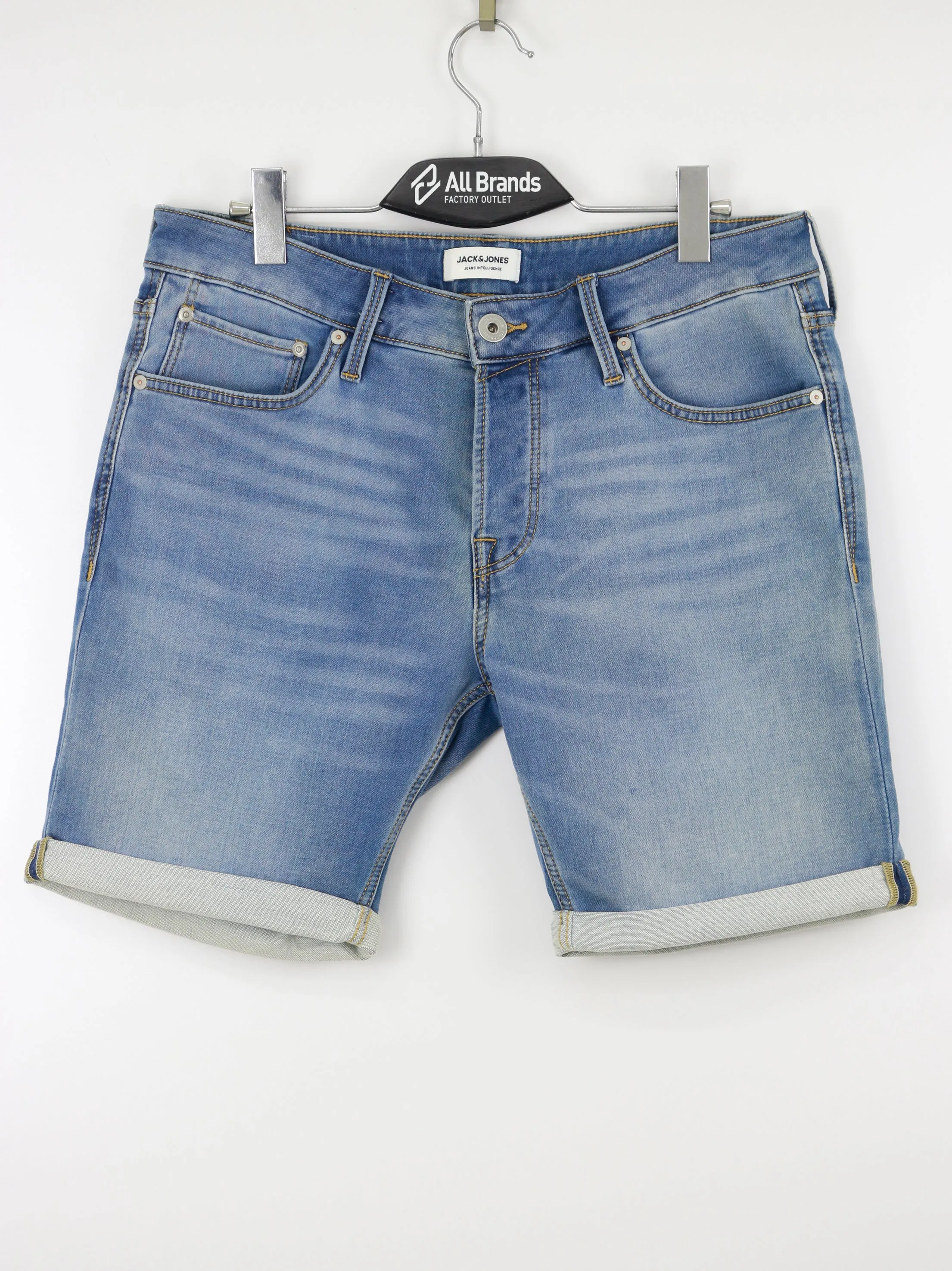 Men's Washed Denim Short,Blue