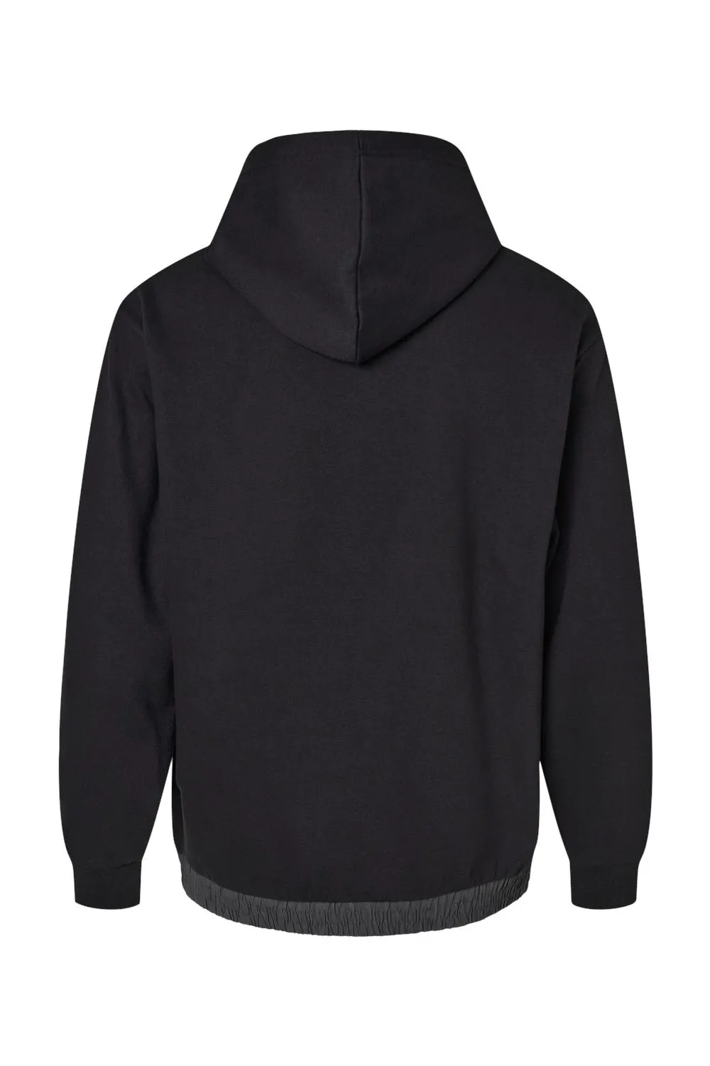 MV Sport Mens Mixed Media Hooded Sweatshirt Hoodie w/ Pocket - Black/Charcoal Grey