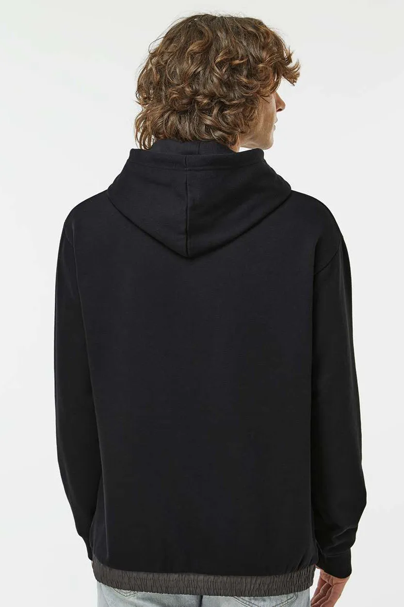 MV Sport Mens Mixed Media Hooded Sweatshirt Hoodie w/ Pocket - Black/Charcoal Grey