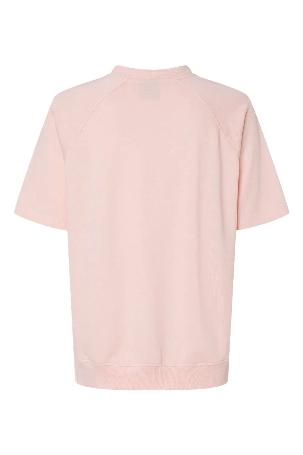 MV Sport Womens French Terry Short Sleeve Crewneck Sweatshirt - Cameo Pink