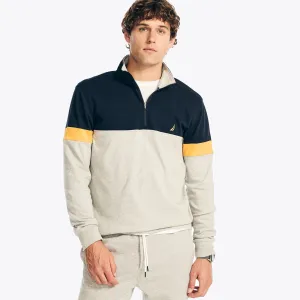 Nautica Men's Colorblock Quarter-Zip Pullover Stellar Blue Heather Nautica