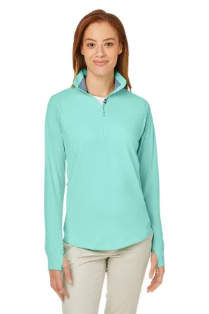 Nautica Womens Saltwater UPF 40  1/4 Zip Sweatshirt - Cool Mint Green