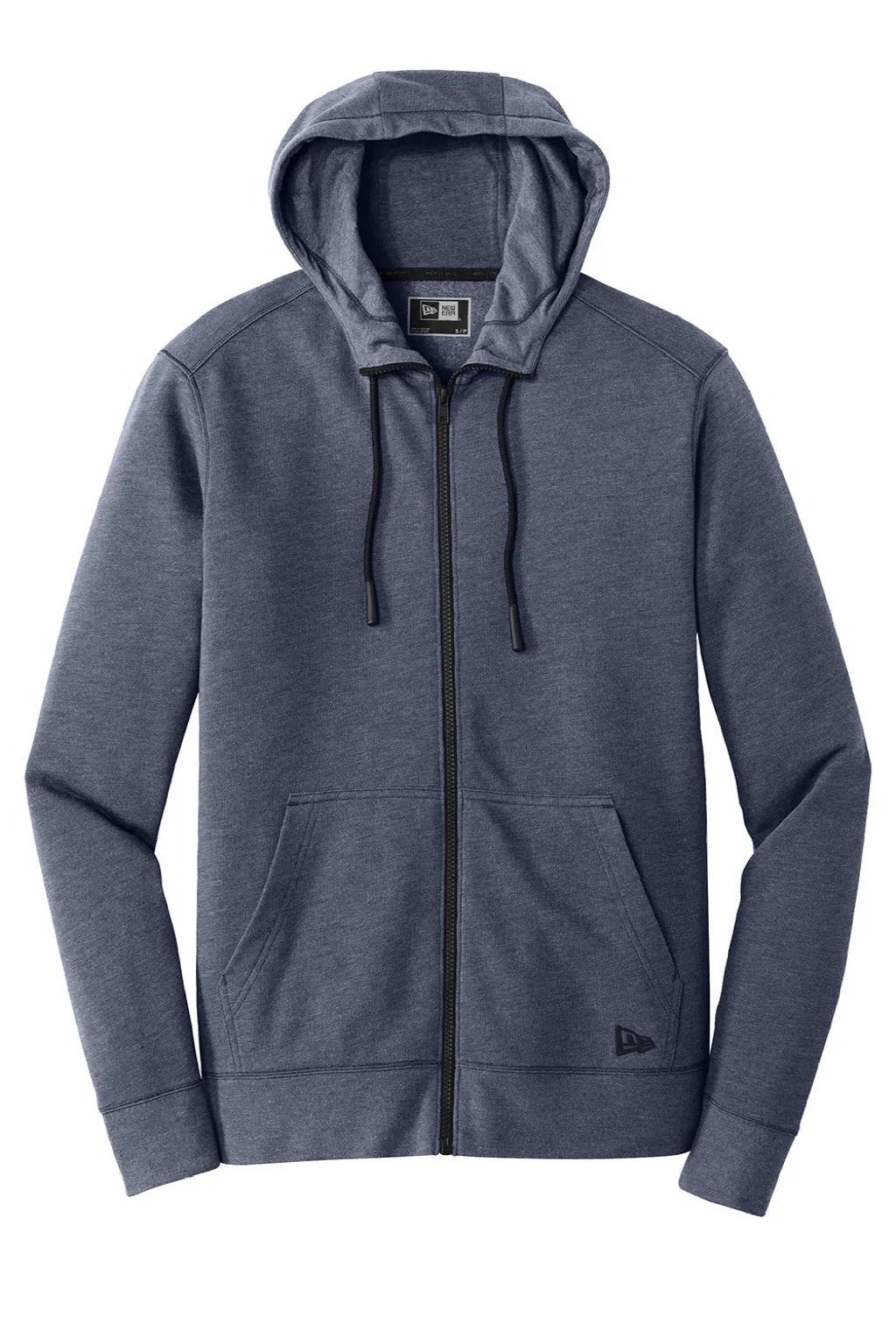 New Era Mens Fleece Full Zip Hooded Sweatshirt Hoodie w/ Pockets - Heather Navy Blue
