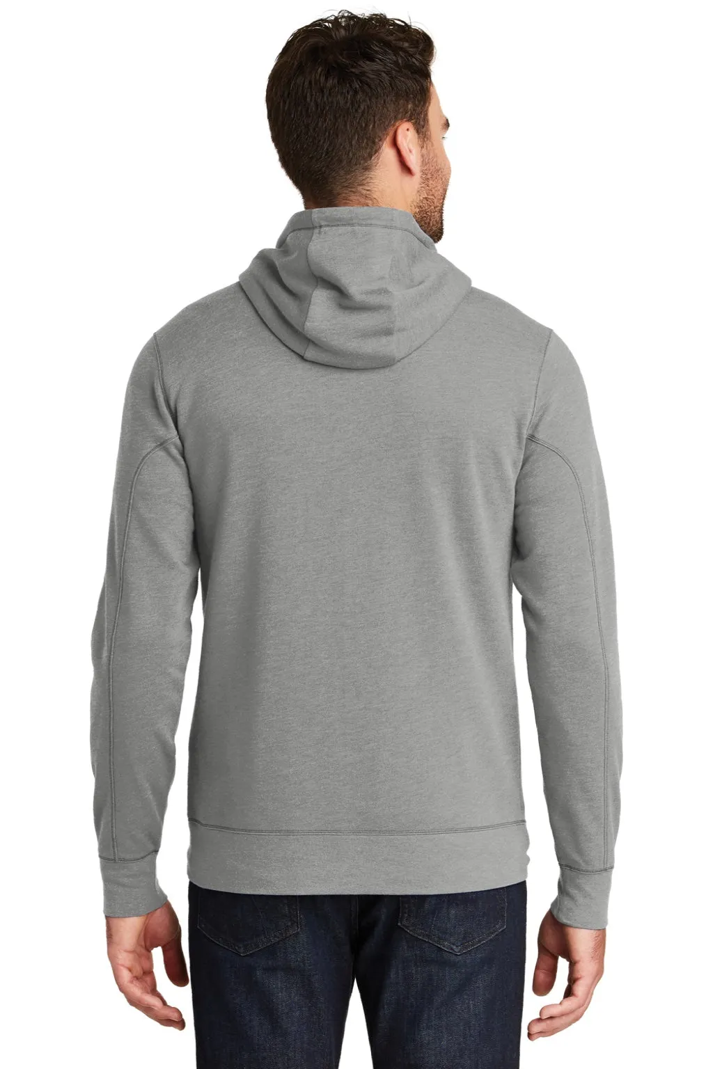 New Era Mens Fleece Full Zip Hooded Sweatshirt Hoodie w/ Pockets - Heather Shadow Grey