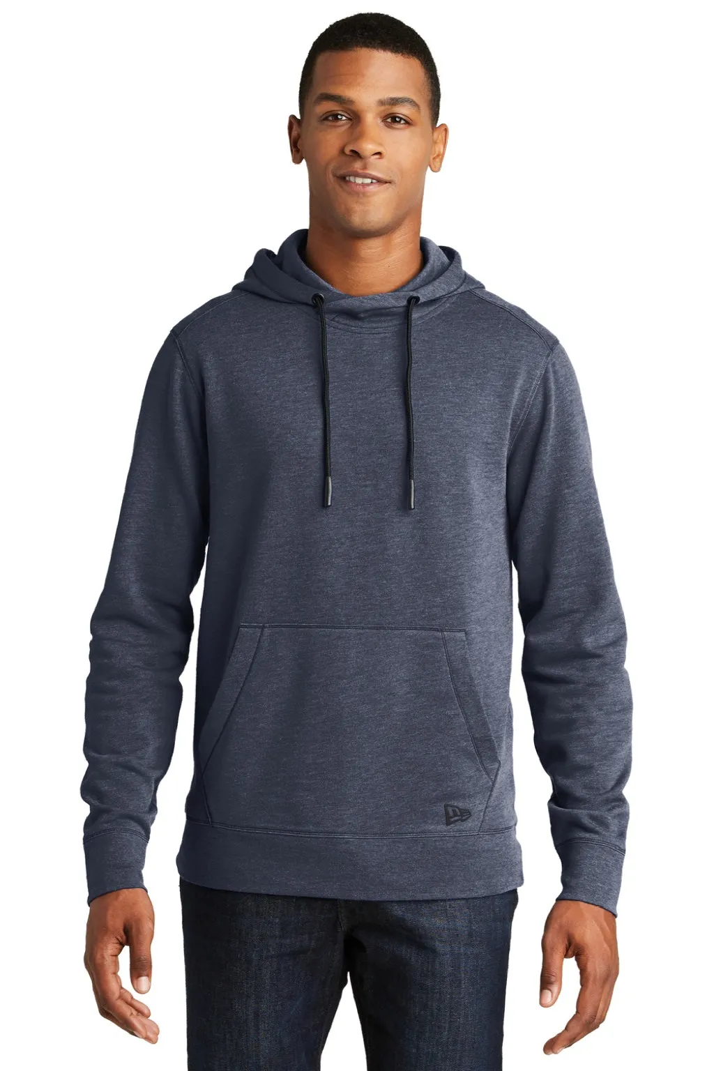 New Era Mens Fleece Hooded Sweatshirt Hoodie w/ Pouch Pocket - Heather Navy Blue