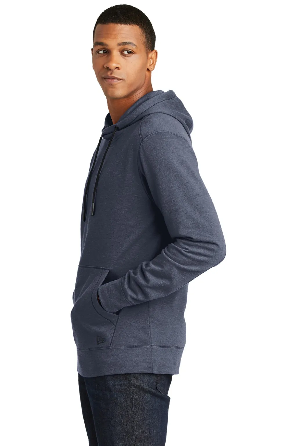 New Era Mens Fleece Hooded Sweatshirt Hoodie w/ Pouch Pocket - Heather Navy Blue