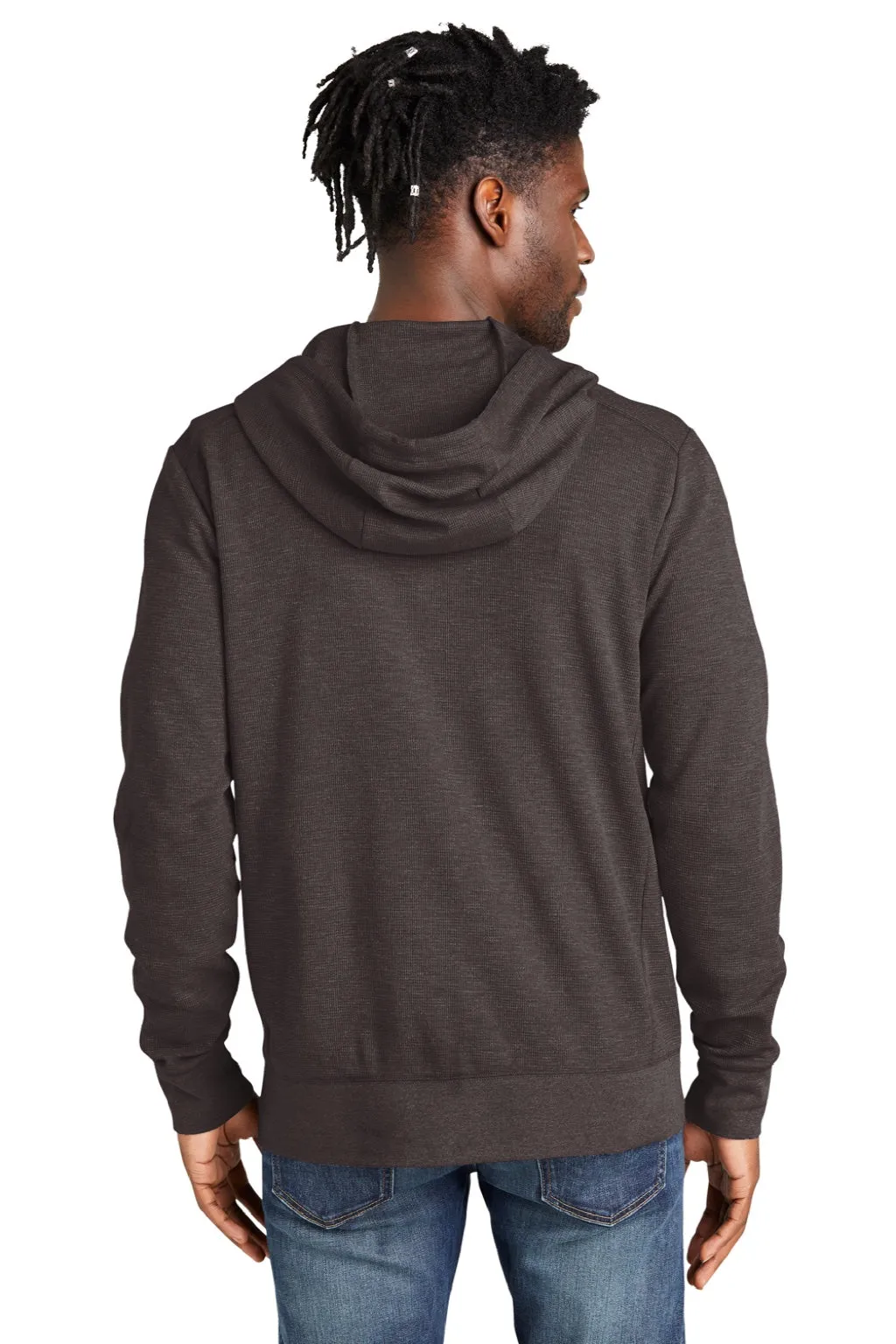 New Era Mens Thermal Full Zip Hooded Sweatshirt Hoodie w/ Pockets - Heather Black