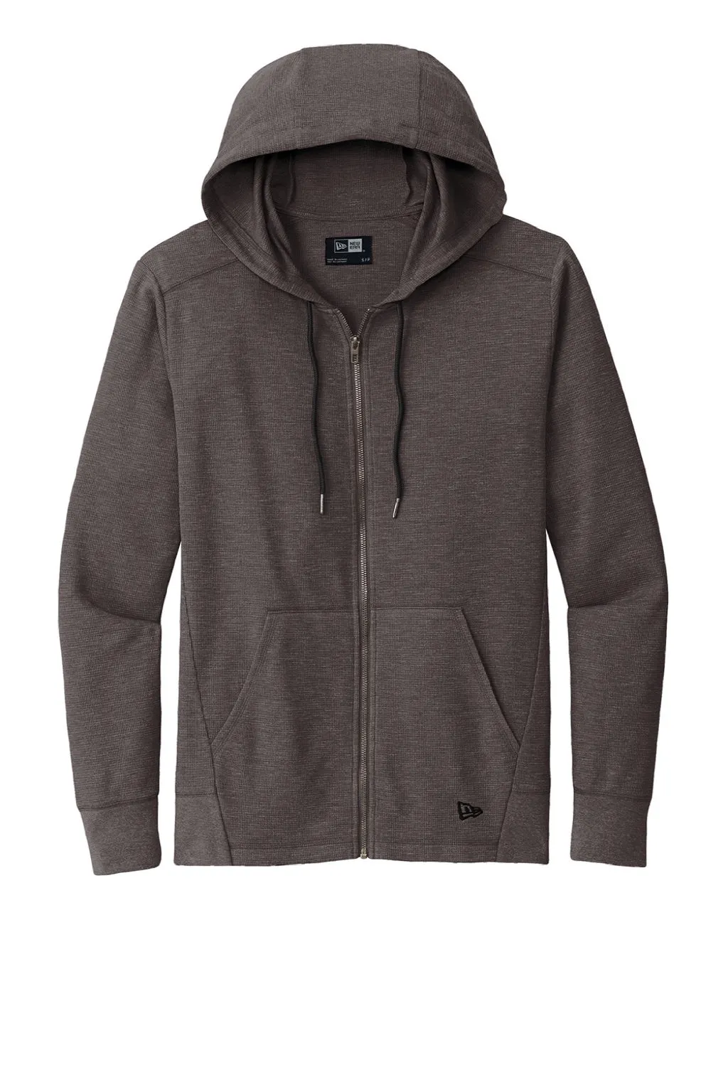 New Era Mens Thermal Full Zip Hooded Sweatshirt Hoodie w/ Pockets - Heather Black