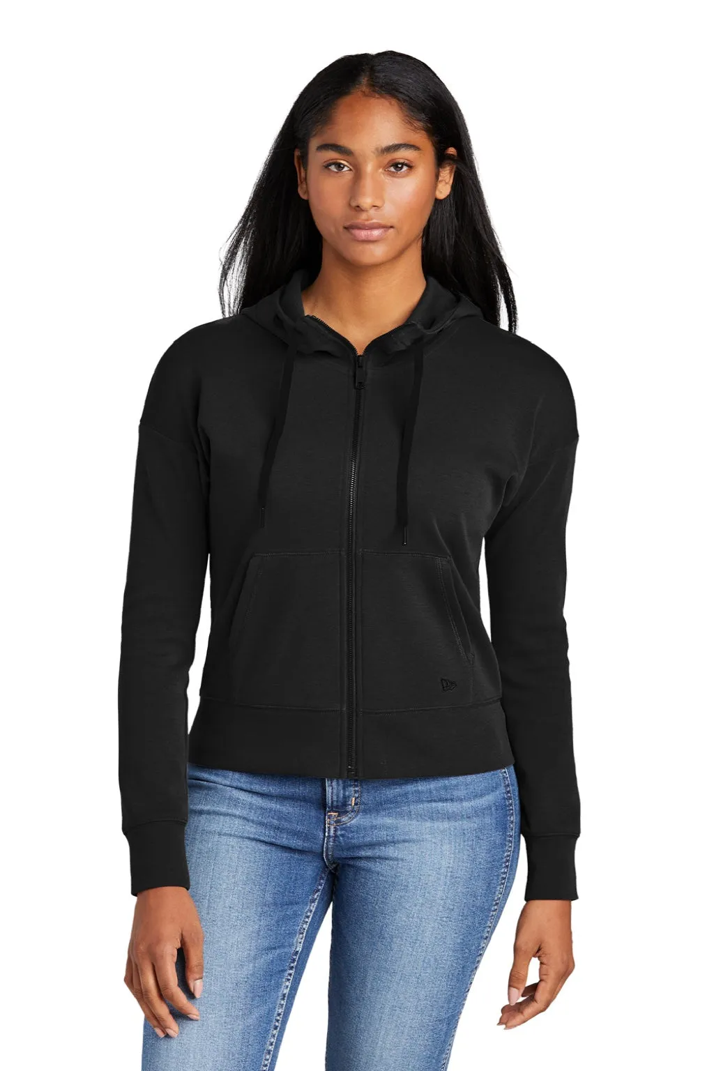 New Era Womens STS Full Zip Hooded Sweatshirt Hoodie w/ Pockets - Black