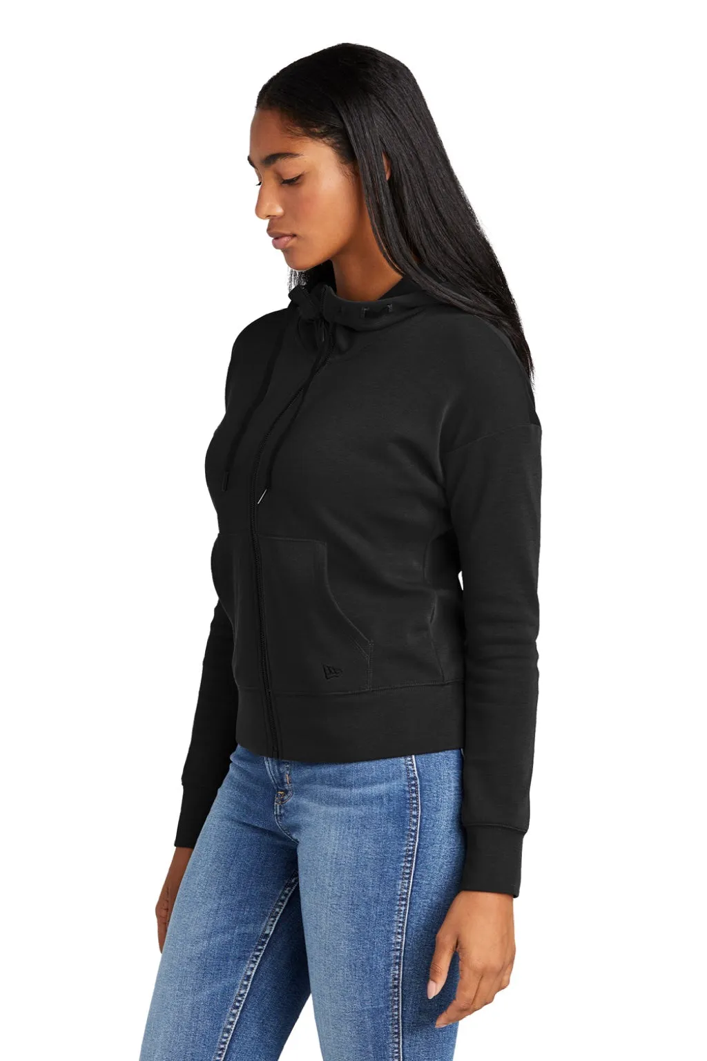 New Era Womens STS Full Zip Hooded Sweatshirt Hoodie w/ Pockets - Black