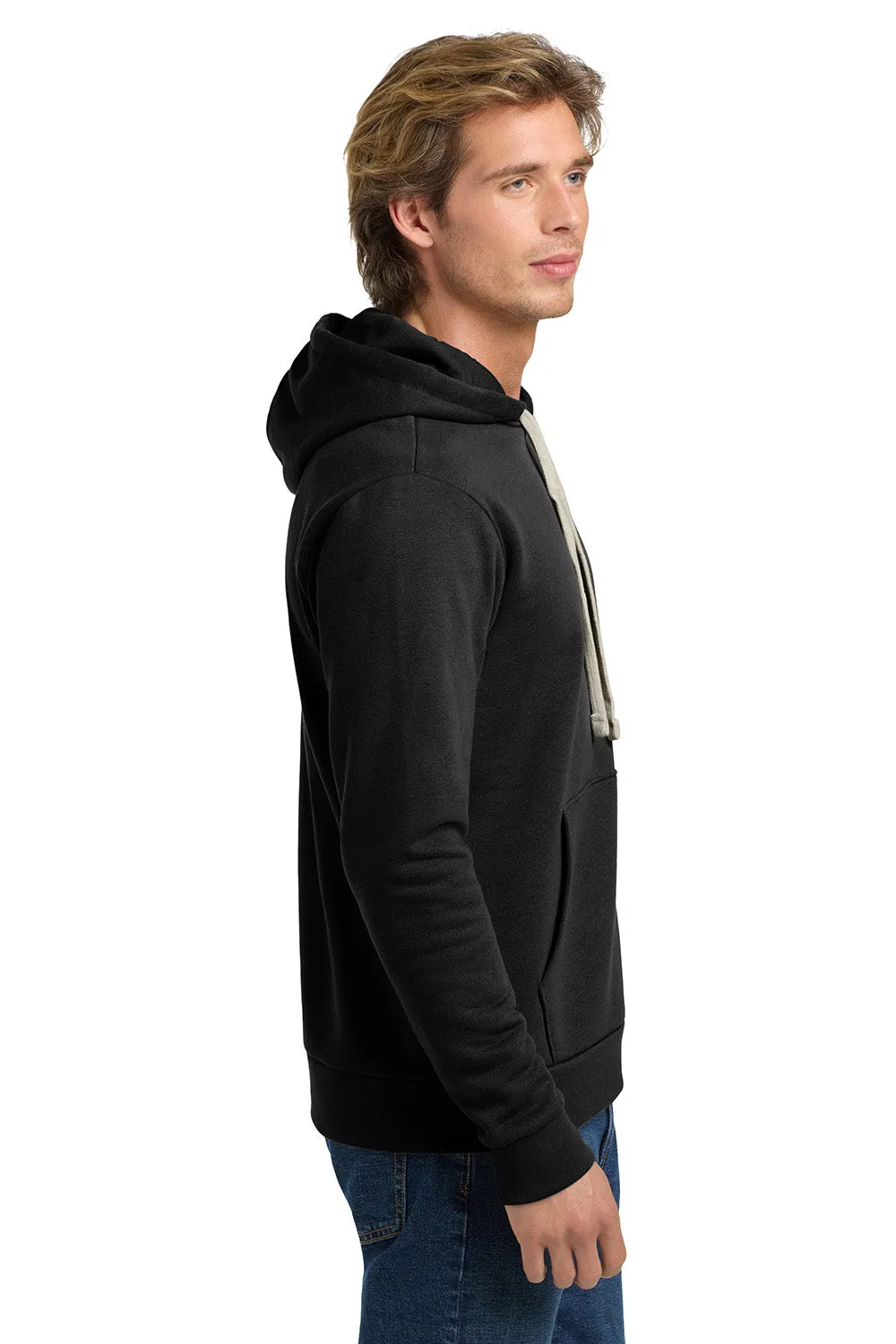 Next Level Mens Fleece Hooded Sweatshirt Hoodie w/ Pouch Pocket - Black
