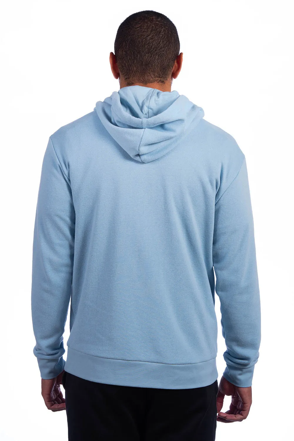 Next Level Mens Sueded French Terry Hooded Sweatshirt Hoodie w/ Pouch Pocket - Stonewashed Denim Blue