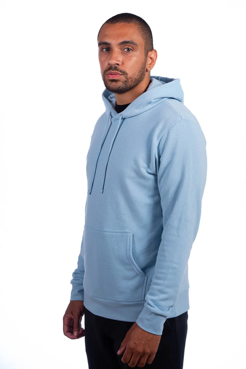 Next Level Mens Sueded French Terry Hooded Sweatshirt Hoodie w/ Pouch Pocket - Stonewashed Denim Blue
