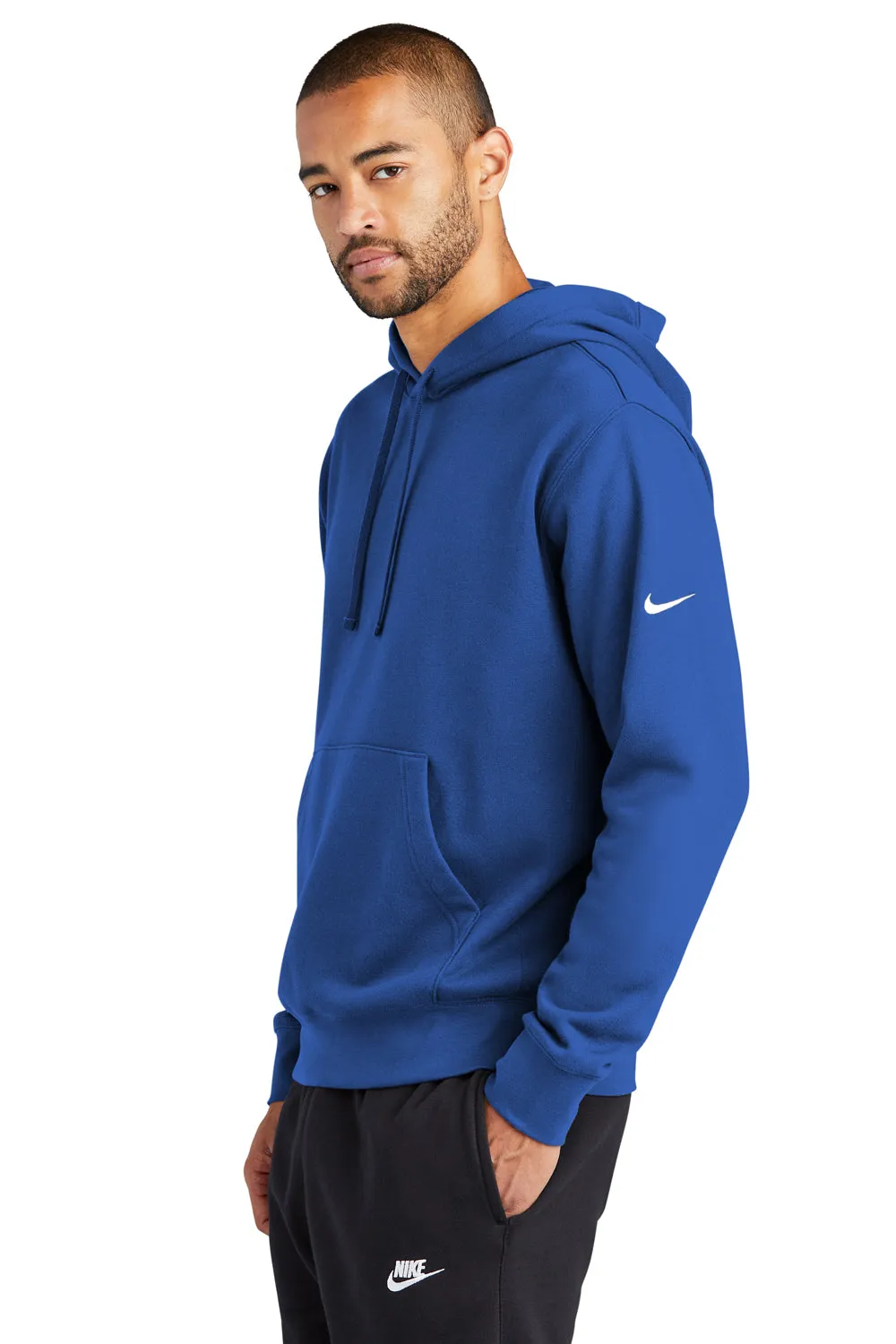 Nike Mens Club Fleece Hooded Sweatshirt Hoodie w/ Pouch Pocket - Game Royal Blue