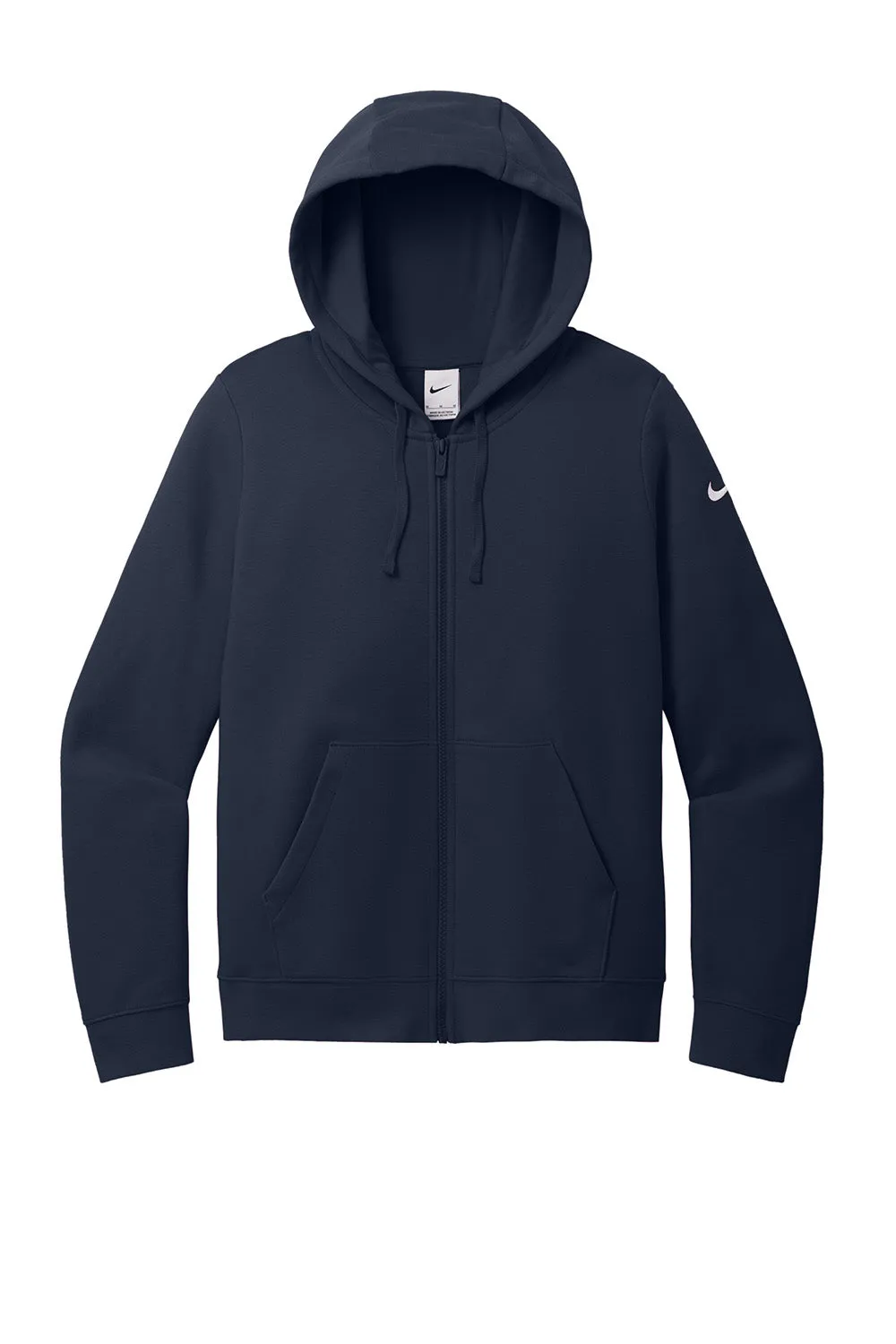Nike Womens Club Fleece Full Zip Hooded Sweatshirt Hoodie w/ Pockets - Midnight Navy Blue