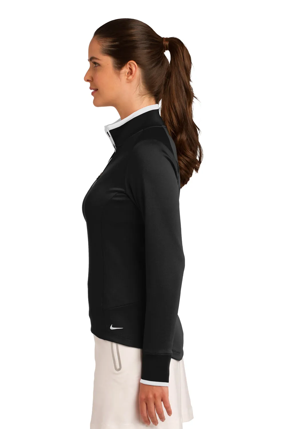 Nike Womens Dri-Fit Moisture Wicking 1/4 Zip Sweatshirt - Black/White