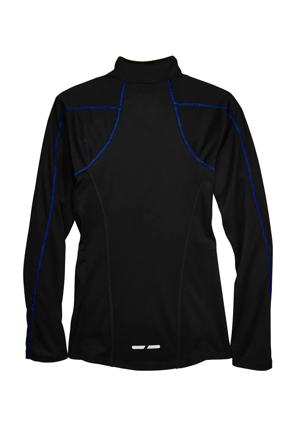 North End Womens Radar Performance Moisture Wicking 1/4 Zip Sweatshirt - Black/True Royal Blue