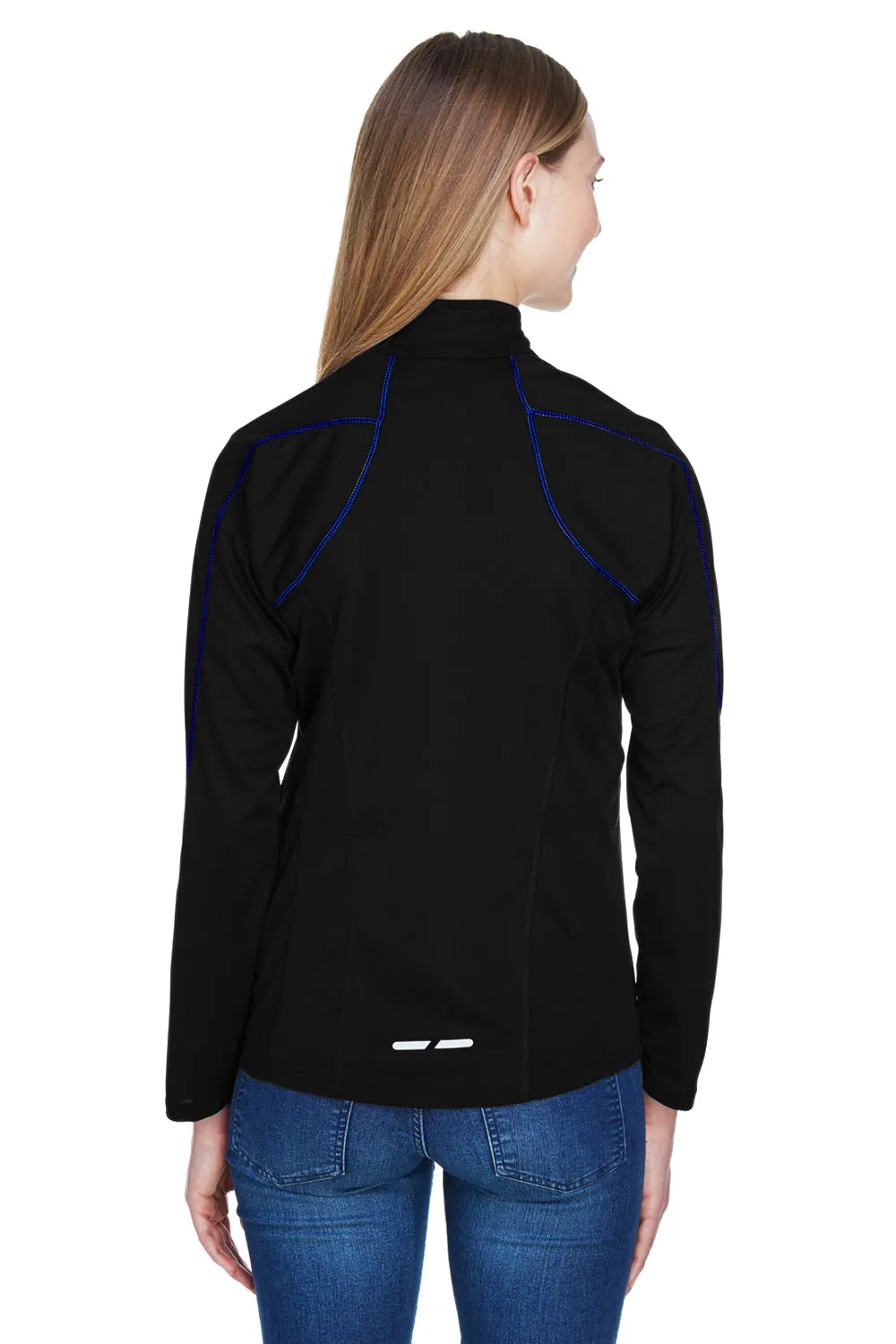 North End Womens Radar Performance Moisture Wicking 1/4 Zip Sweatshirt - Black/True Royal Blue
