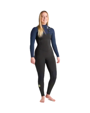 NuWave Solace 5/4/3mm Chest Zip Wetsuit in Bluestone, Black X & Saffron