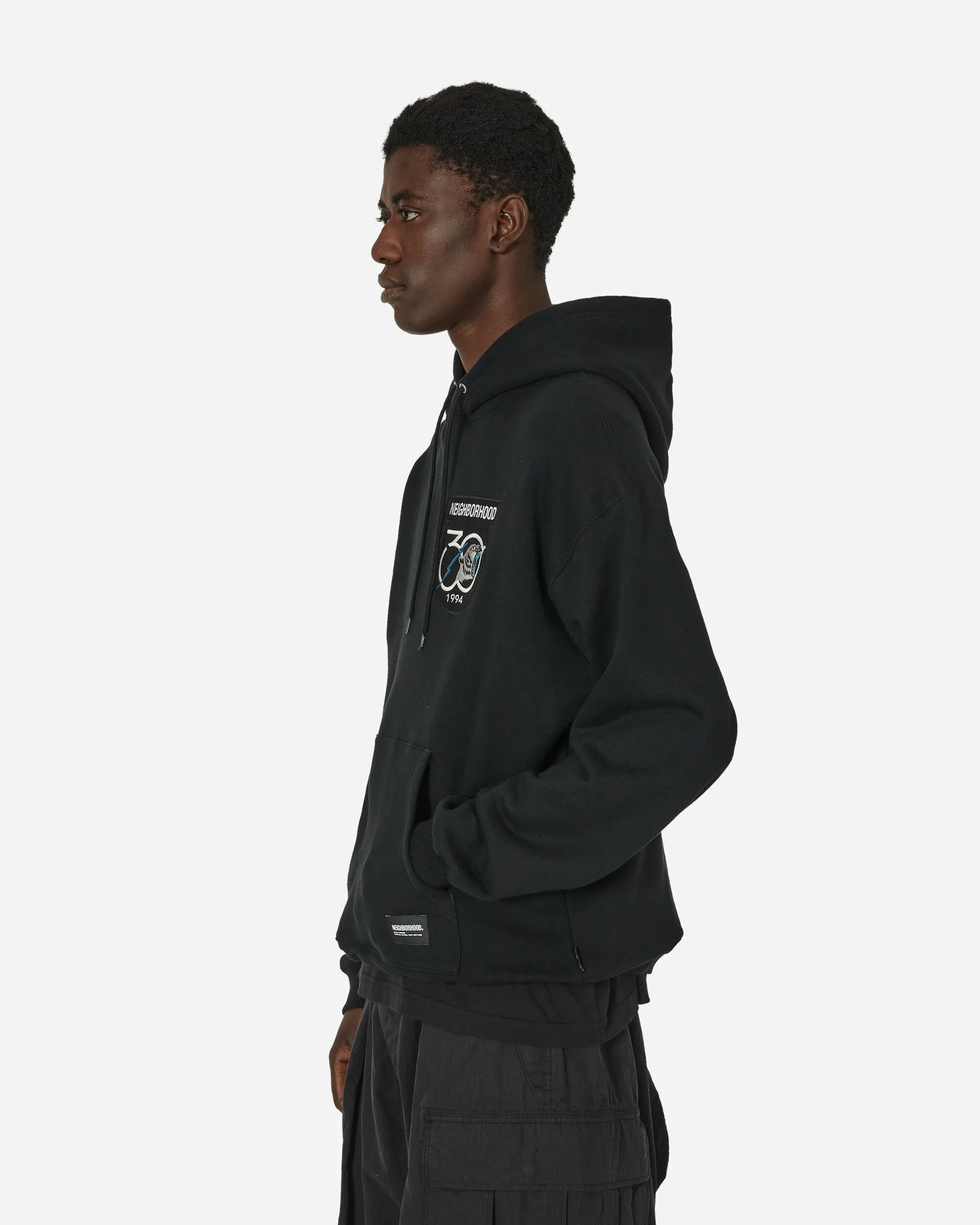 Patched Hooded Sweatshirt Black