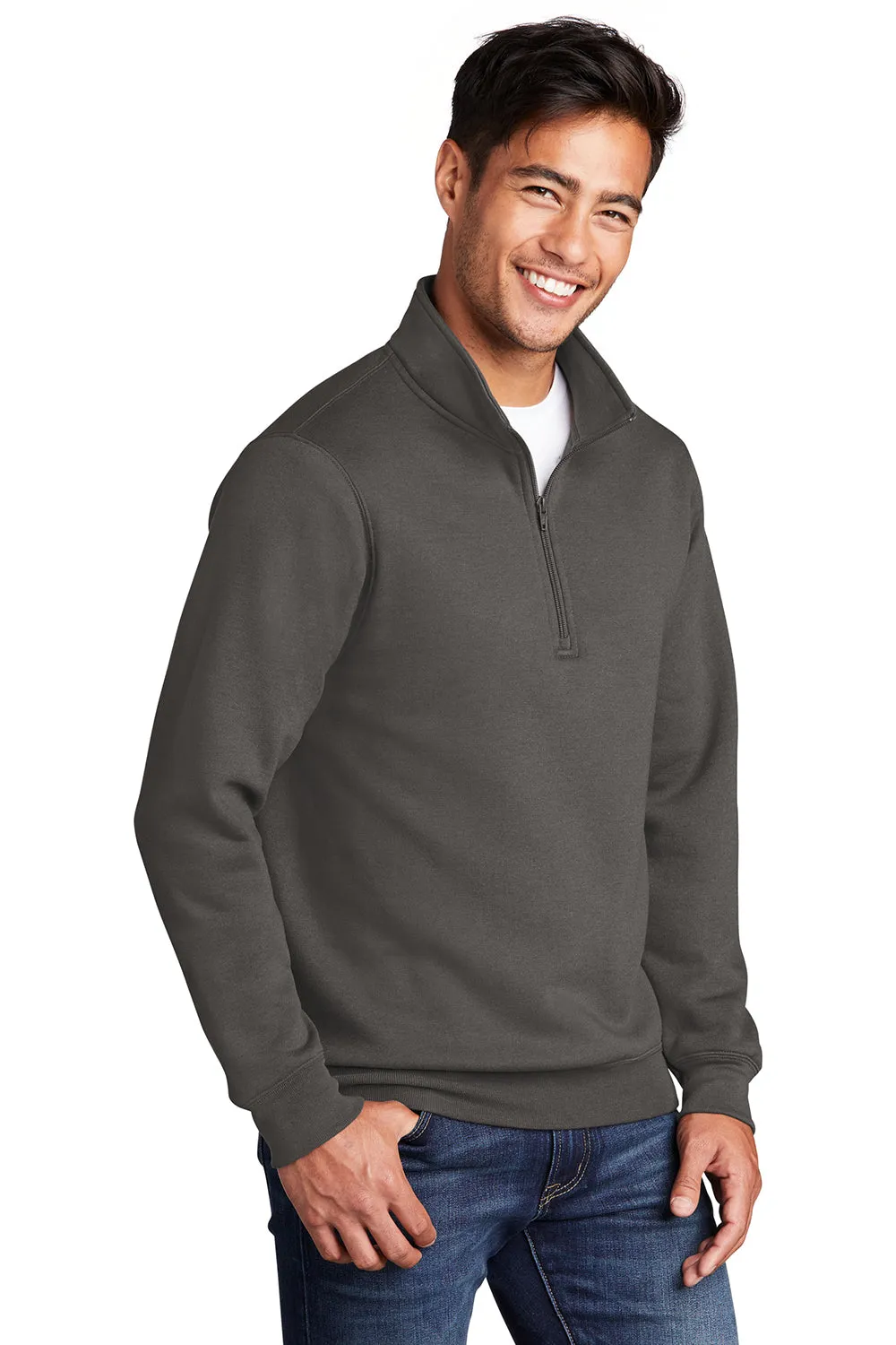 Port & Company Mens Core Fleece 1/4 Zip Sweatshirt - Charcoal Grey