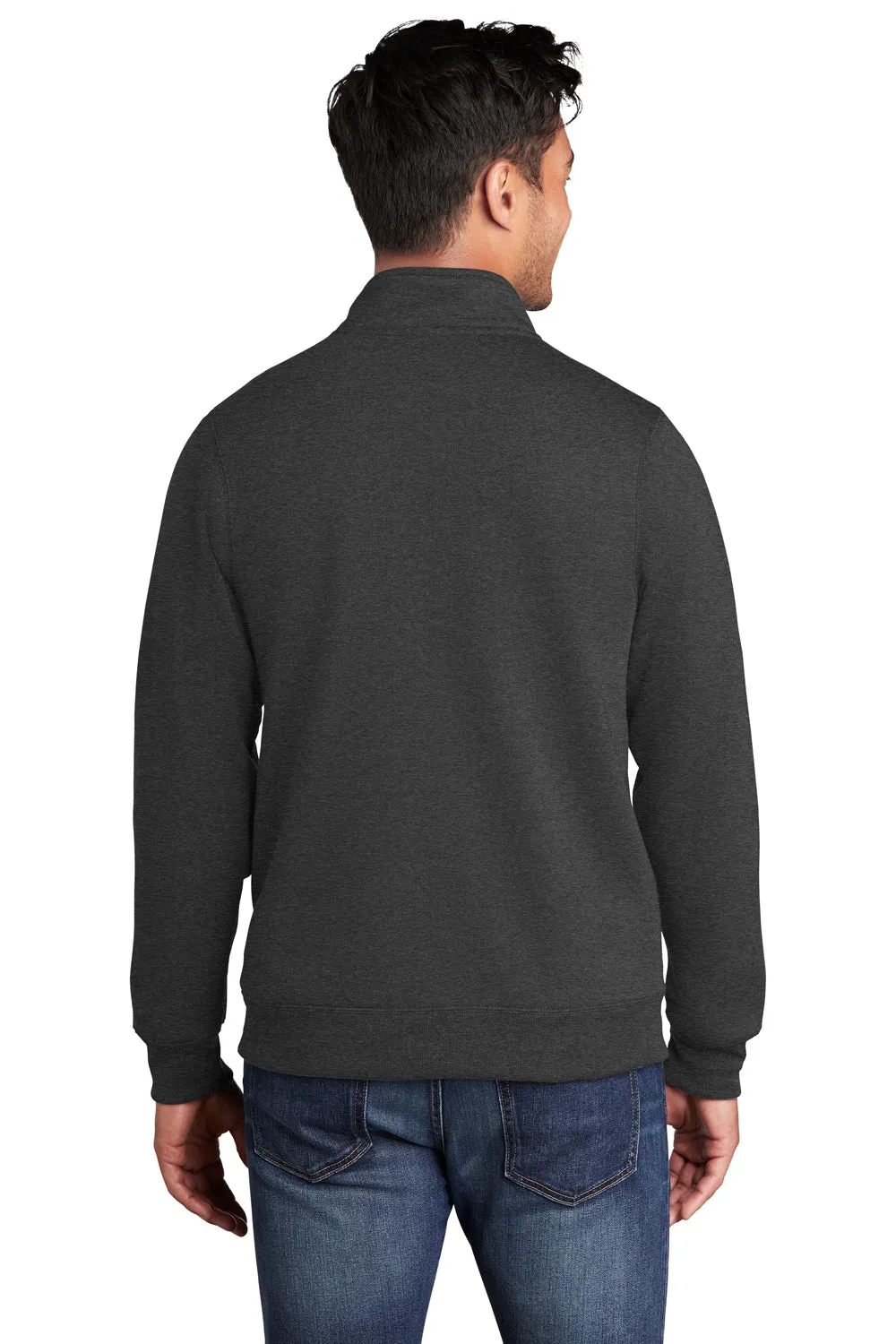 Port & Company Mens Core Fleece Full Zip Sweatshirt w/ Pockets - Heather Dark Grey