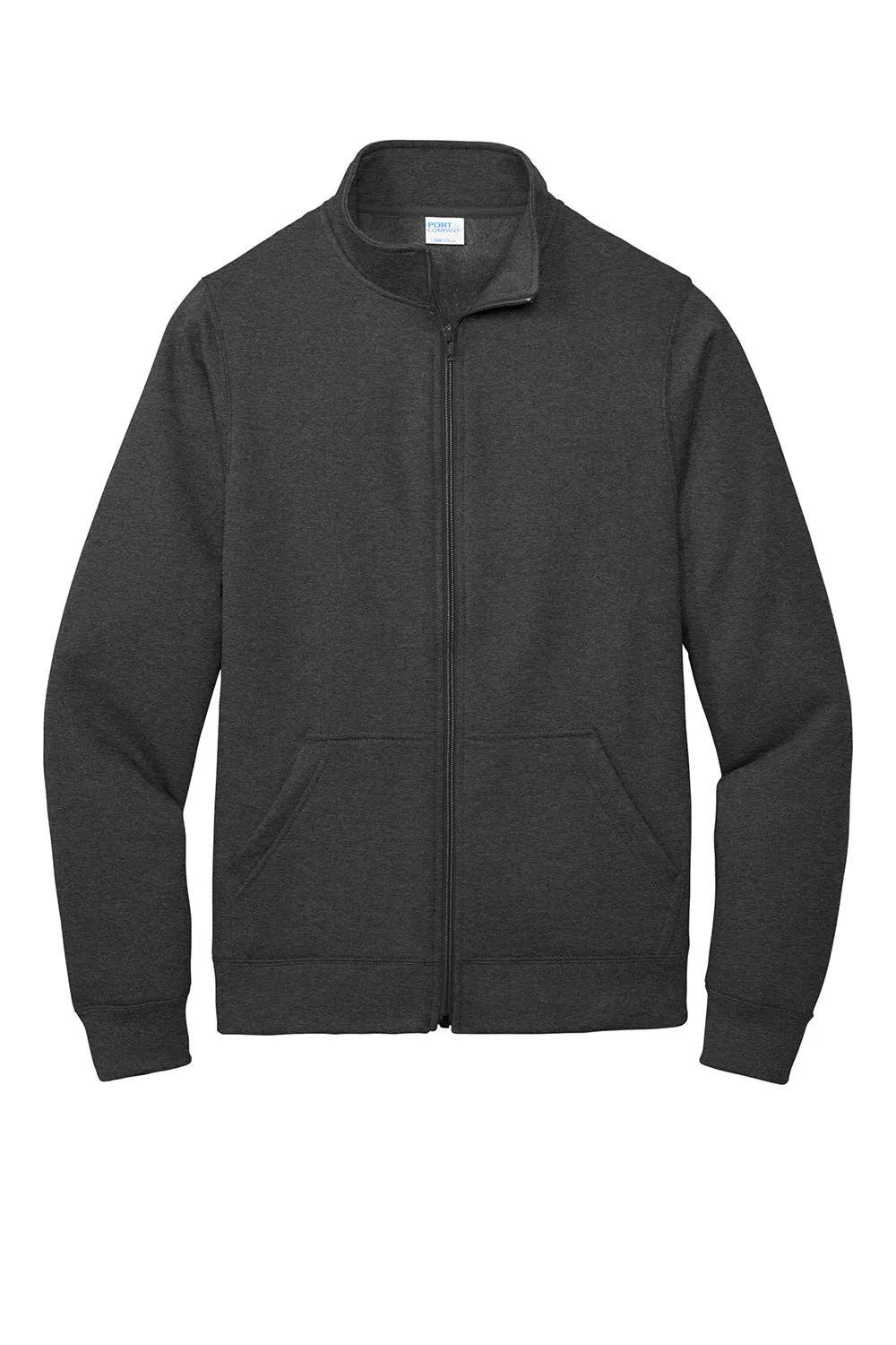 Port & Company Mens Core Fleece Full Zip Sweatshirt w/ Pockets - Heather Dark Grey