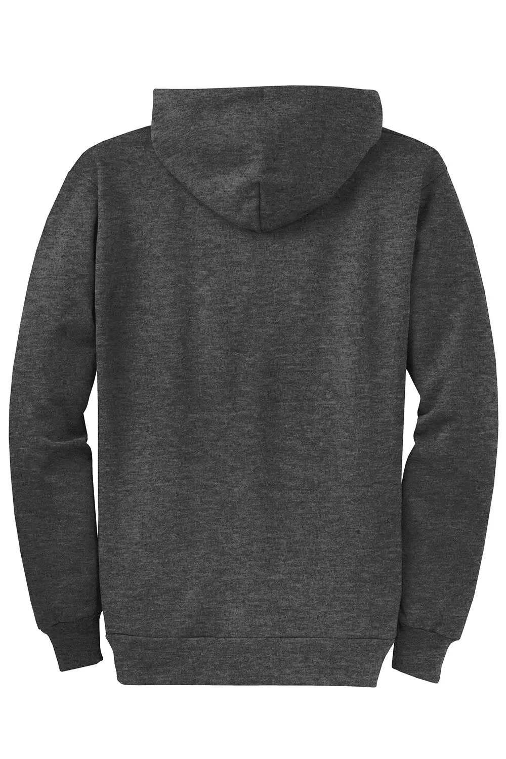 Port & Company Mens Core Pill Resistant Fleece Full Zip Hooded Sweatshirt Hoodie w/ Pockets - Heather Dark Grey