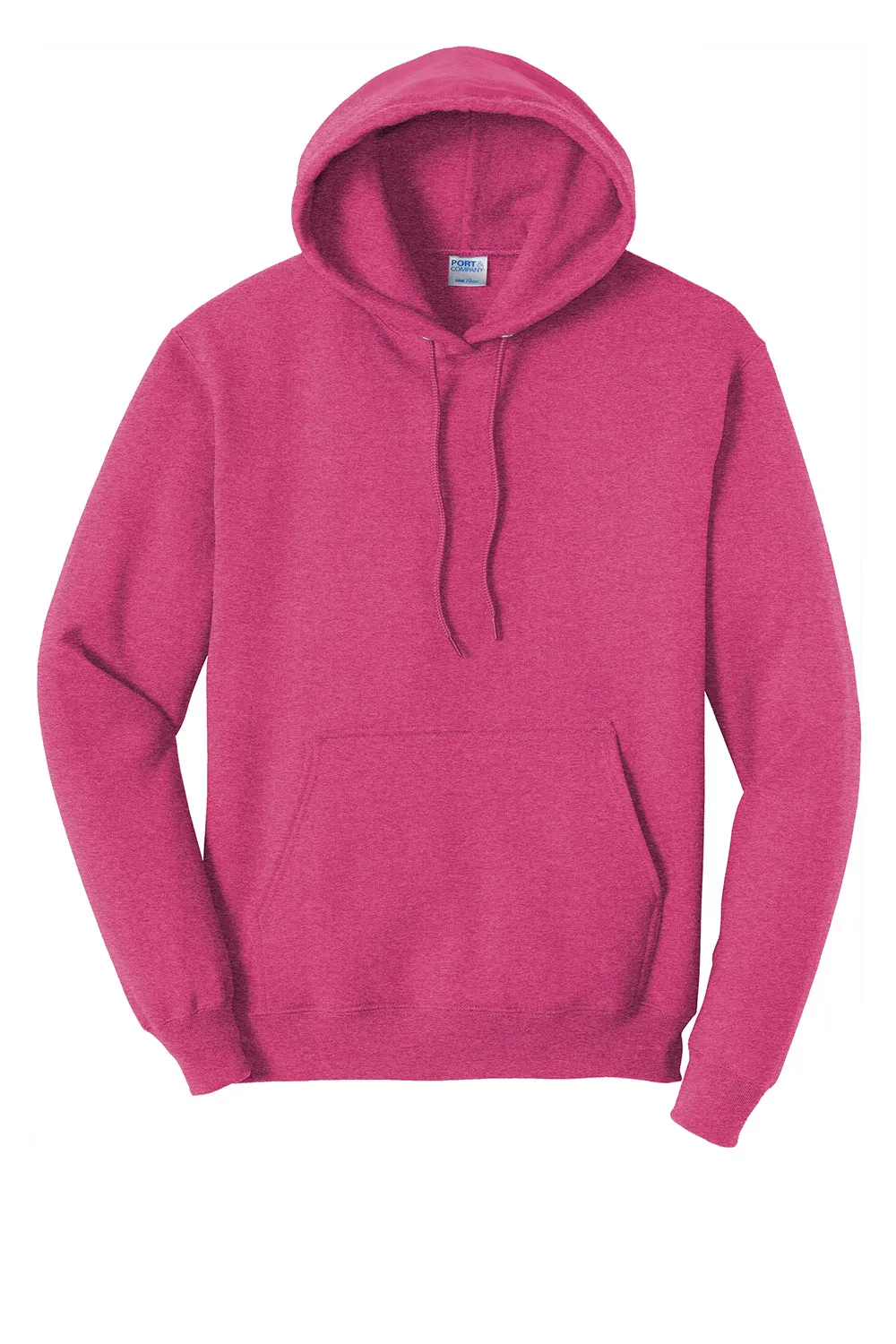 Port & Company Mens Core Pill Resistant Fleece Hooded Sweatshirt Hoodie w/ Pouch Pocket - Heather Sangria Pink