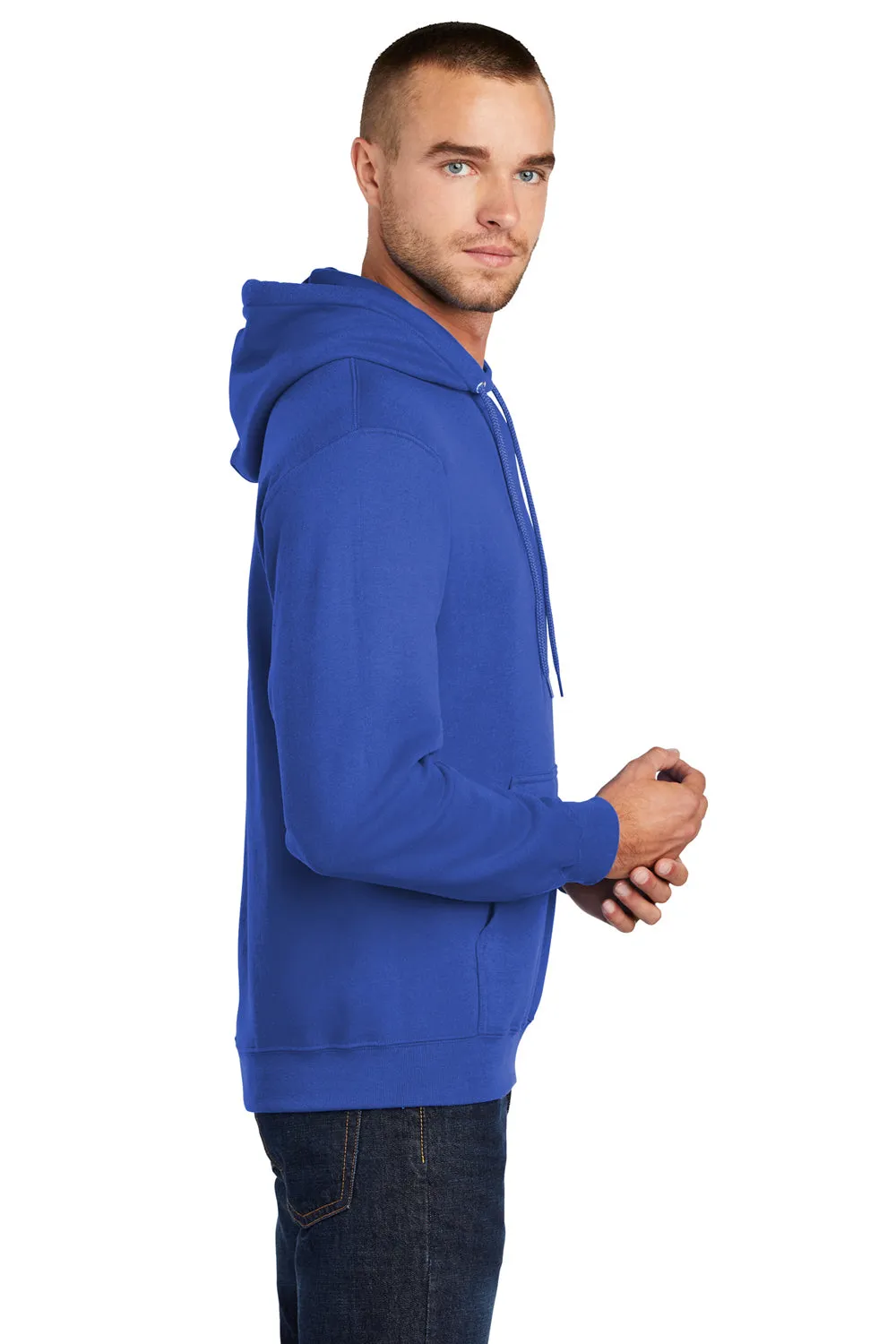 Port & Company Mens Core Pill Resistant Fleece Hooded Sweatshirt Hoodie w/ Pouch Pocket - True Royal Blue