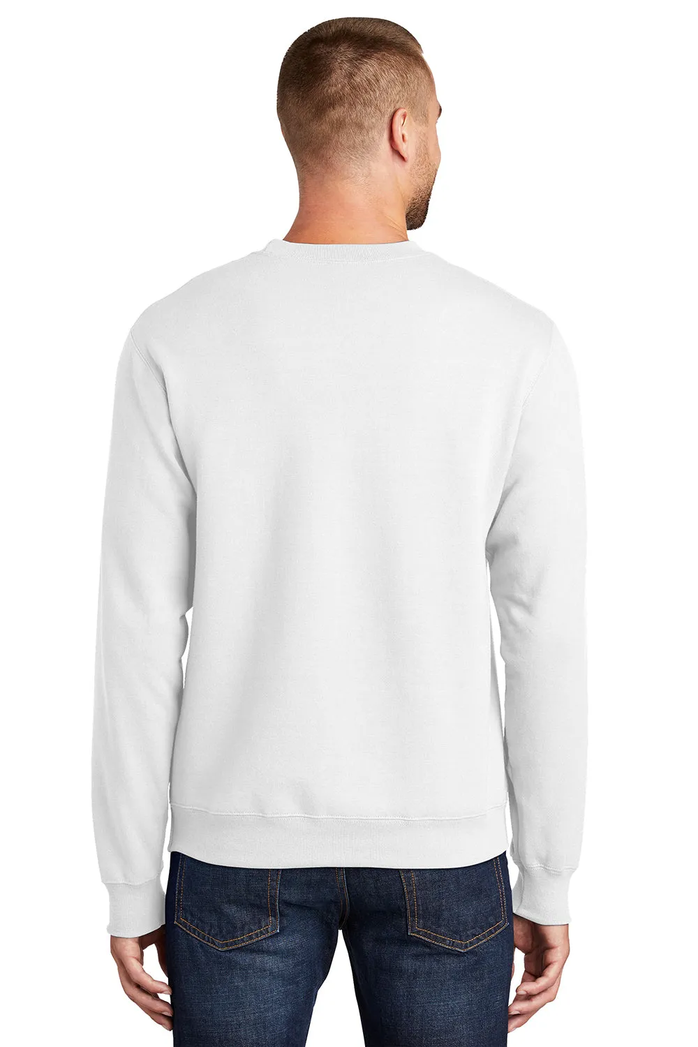 Port & Company Mens Essential Pill Resistant Fleece Crewneck Sweatshirt - White