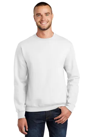 Port & Company Mens Essential Pill Resistant Fleece Crewneck Sweatshirt - White