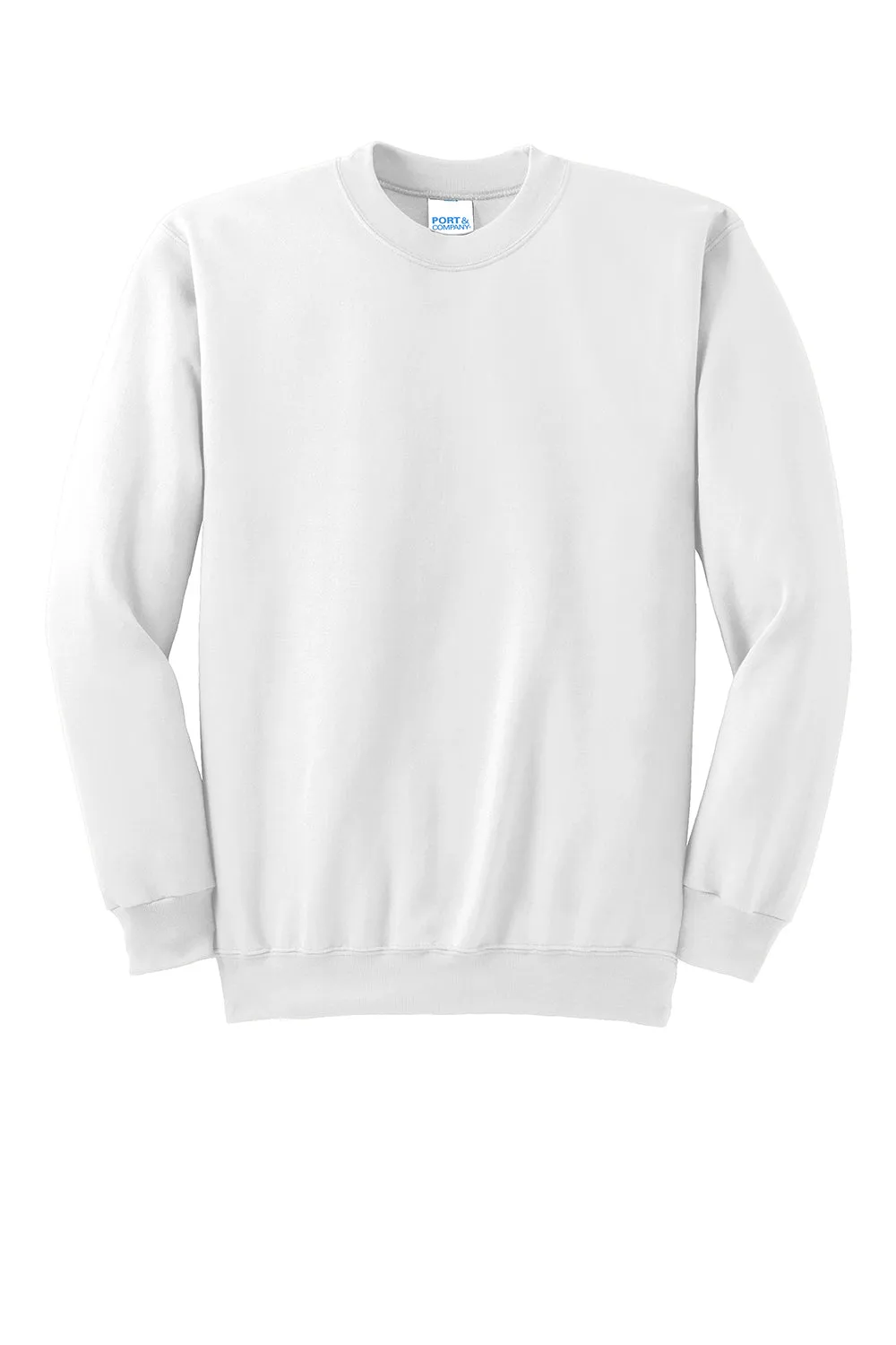 Port & Company Mens Essential Pill Resistant Fleece Crewneck Sweatshirt - White