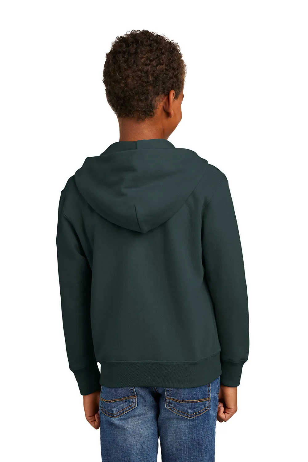 Port & Company Youth Core Pill Resistant Fleece Full Zip Hooded Sweatshirt Hoodie w/ Pockets - Dark Green