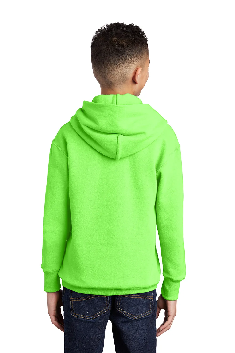 Port & Company Youth Core Pill Resistant Fleece Hooded Sweatshirt Hoodie w/ Pouch Pocket - Neon Green
