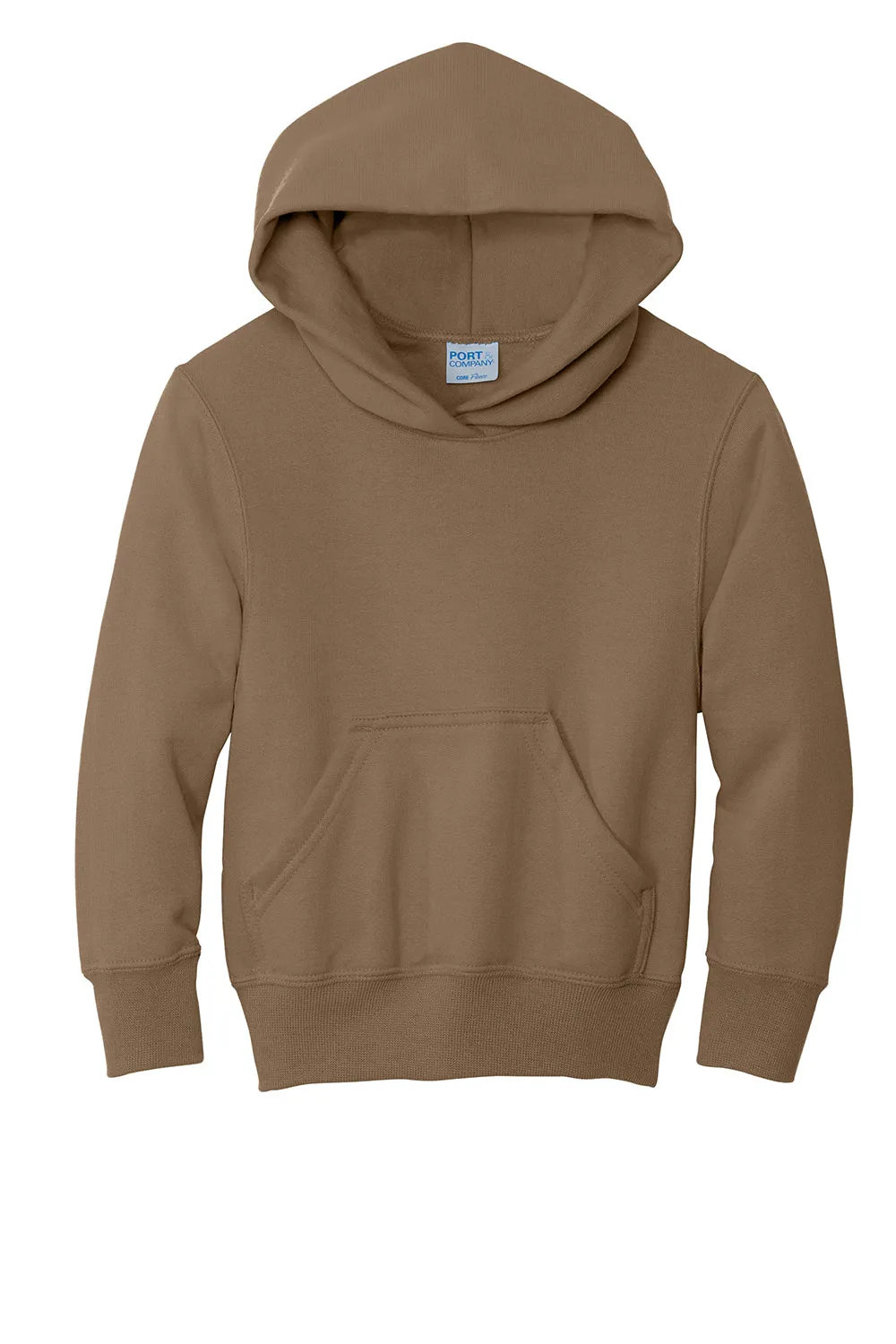 Port & Company Youth Core Pill Resistant Fleece Hooded Sweatshirt Hoodie w/ Pouch Pocket - Woodland Brown