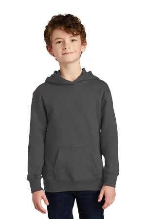 Port & Company Youth Fan Favorite Fleece Hooded Sweatshirt Hoodie w/ Pouch Pocket - Charcoal Grey