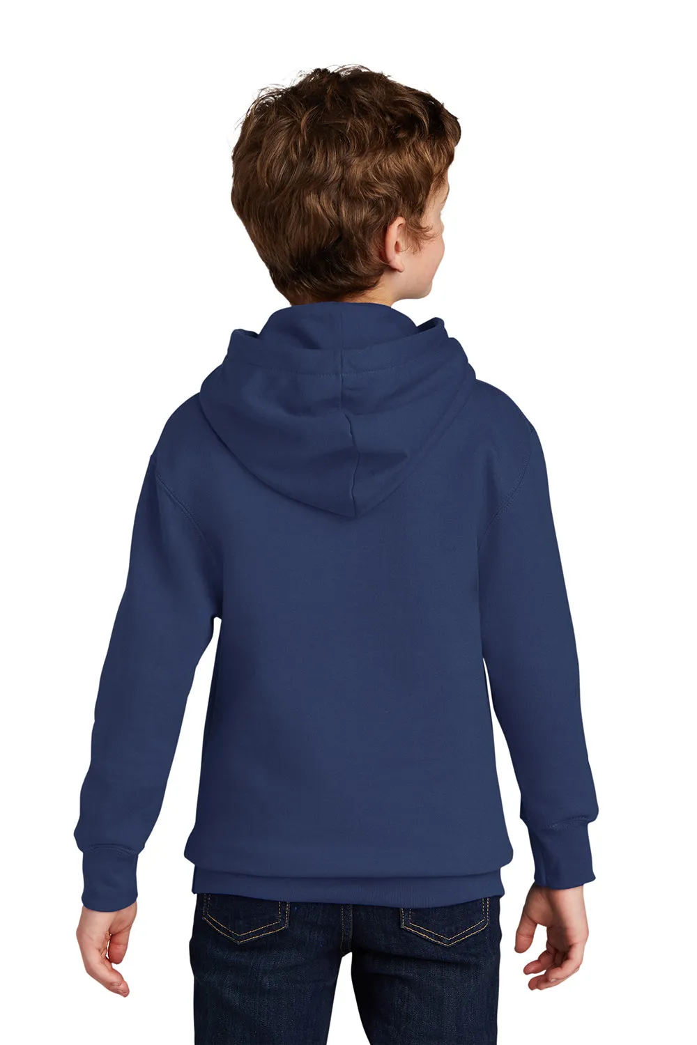 Port & Company Youth Fan Favorite Fleece Hooded Sweatshirt Hoodie w/ Pouch Pocket - Team Navy Blue