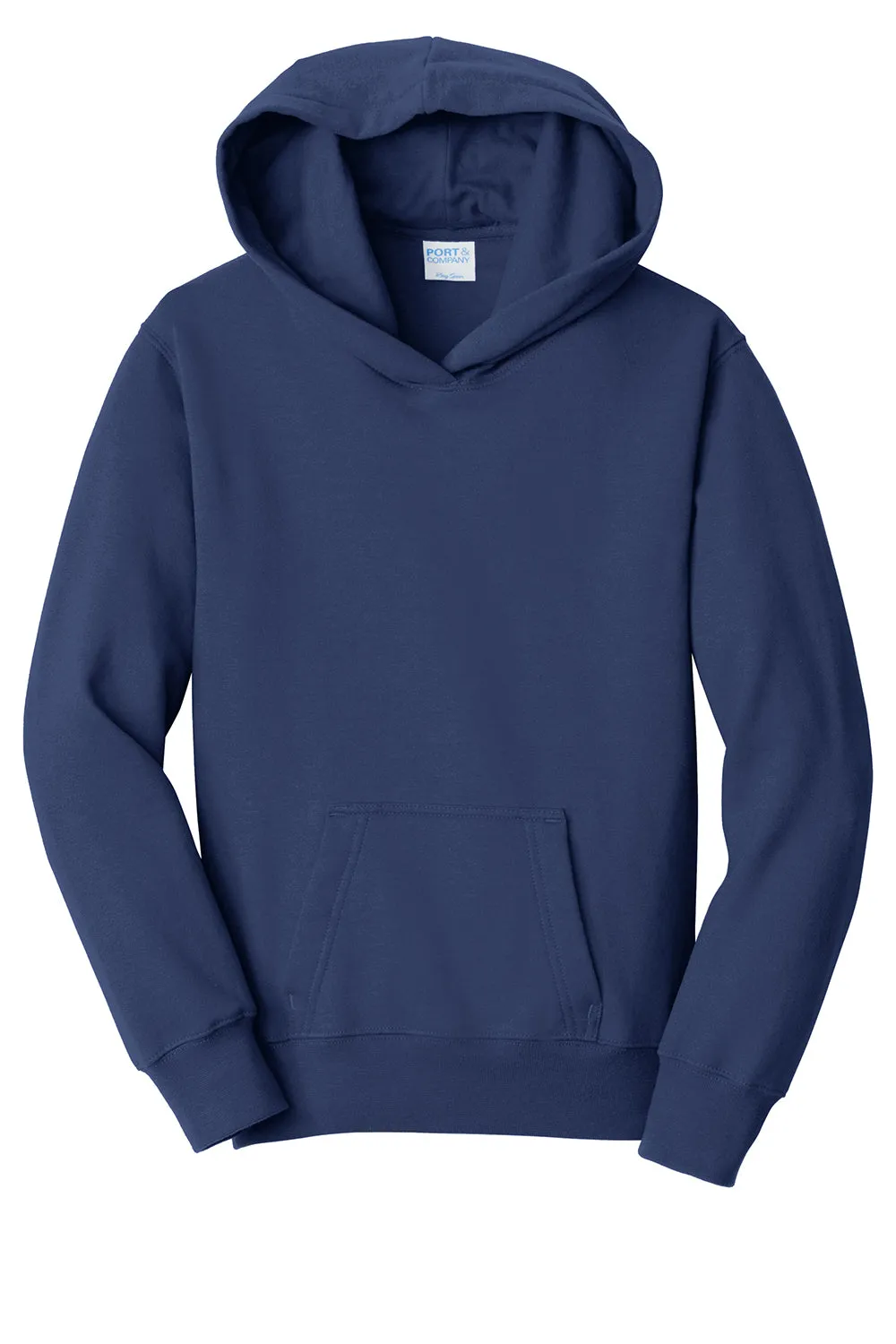 Port & Company Youth Fan Favorite Fleece Hooded Sweatshirt Hoodie w/ Pouch Pocket - Team Navy Blue