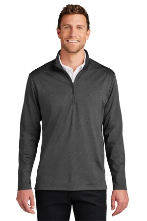 Port Authority Mens C-FREE Double Knit Moisture Wicking 1/4 Zip Sweatshirt - Heather Steel Grey