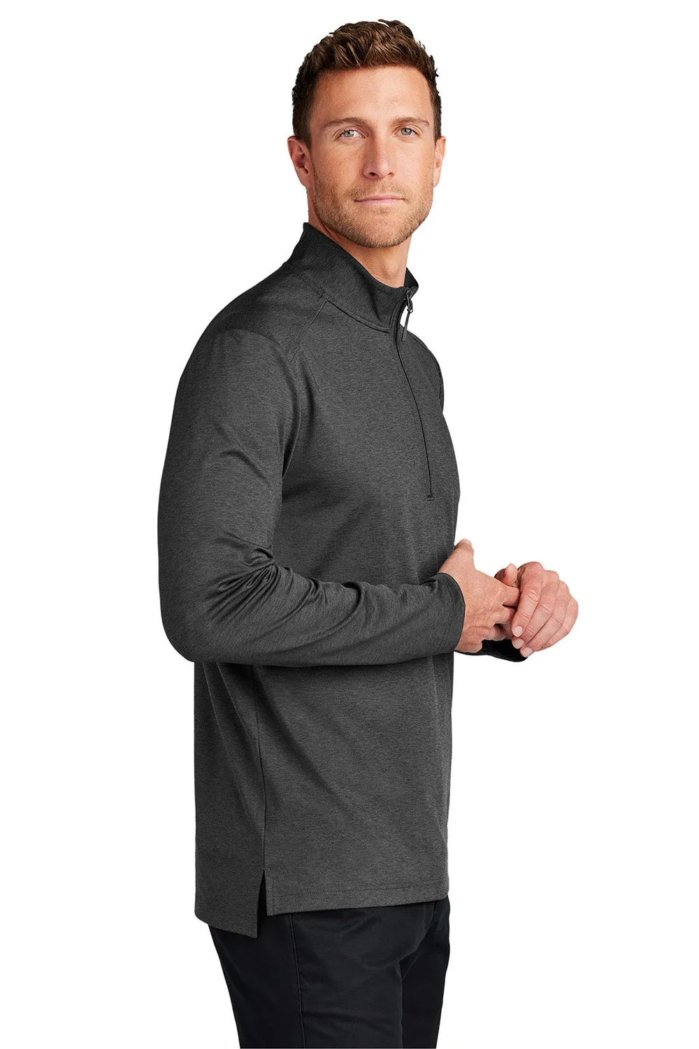 Port Authority Mens C-FREE Double Knit Moisture Wicking 1/4 Zip Sweatshirt - Heather Steel Grey