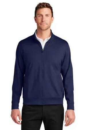 Port Authority Mens C-FREE Double Knit Moisture Wicking Full Zip Sweatshirt w/ Pockets - True Navy Blue