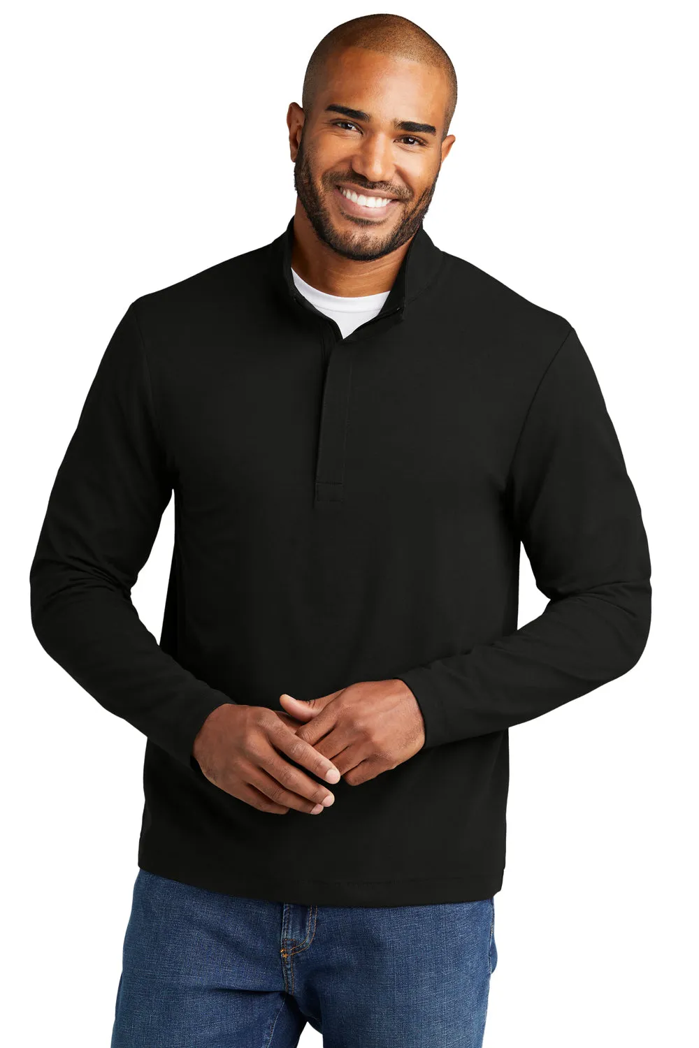 Port Authority Mens Fairway 1/4 Zip Sweatshirt - Deep Black
