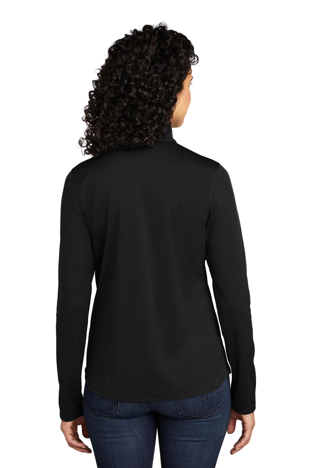 Port Authority Womens Silk Touch Performance Moisture Wicking 1/4 Zip Sweatshirt - Black/Steel Grey